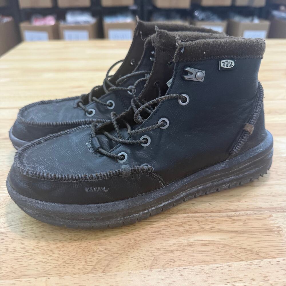 Hey Dude Bradley Boot Youth Size 6 Black Comfortable Lace Up